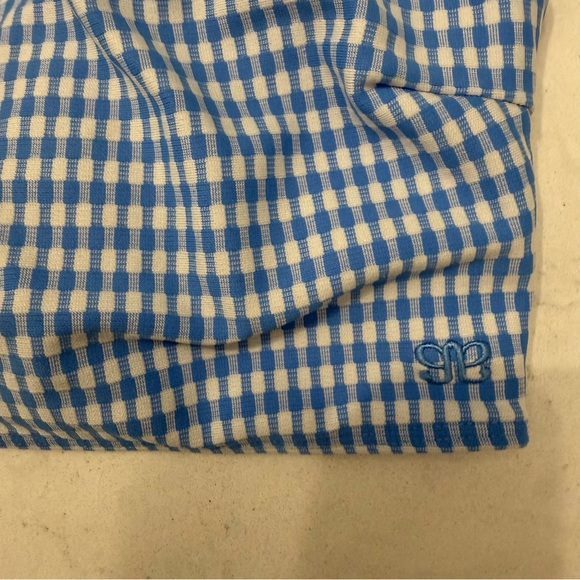 Albion Blue Gingham swim top with Ruffled Sleeves - Picture 2 of 4